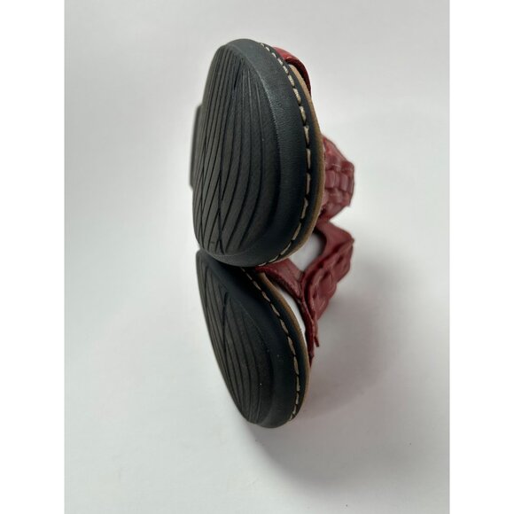 Clarks Collection Sandals Women's Size 8 Red Leather Basket Weave Detail - Picture 9 of 11
